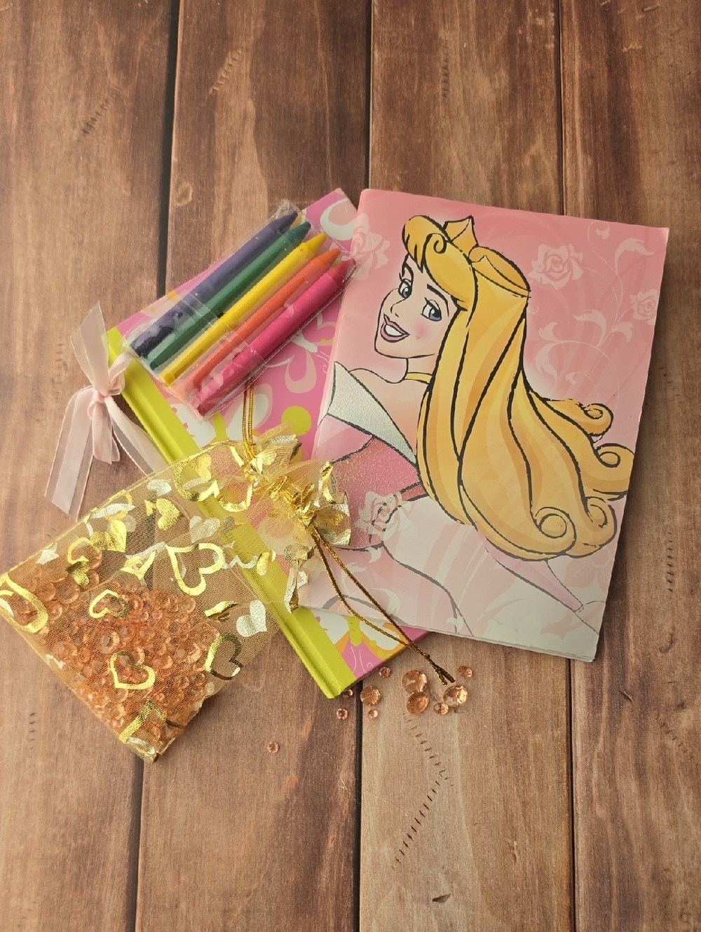 Disney Princess Aurora Journal Bundle Pink with Colored Crayons